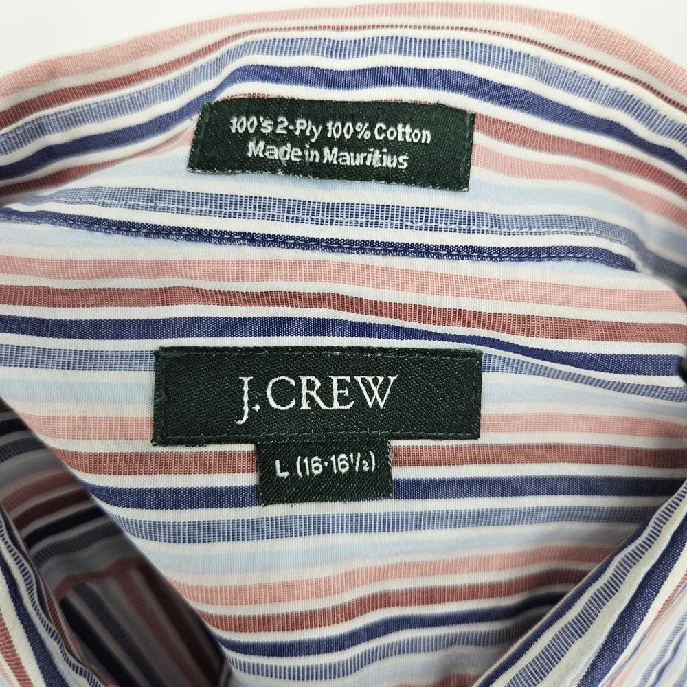 J‎ Crew Shirt Mens Large 16 16.5 Striped Button Up Casual Long Sleeve FLAWS